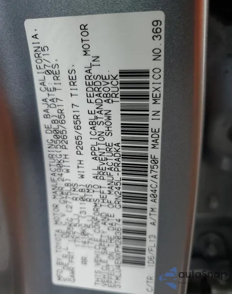 2015 Toyota Tacoma Double Cab z USA, uszkodzony, nr VIN 3TMLU4ENXFM203674